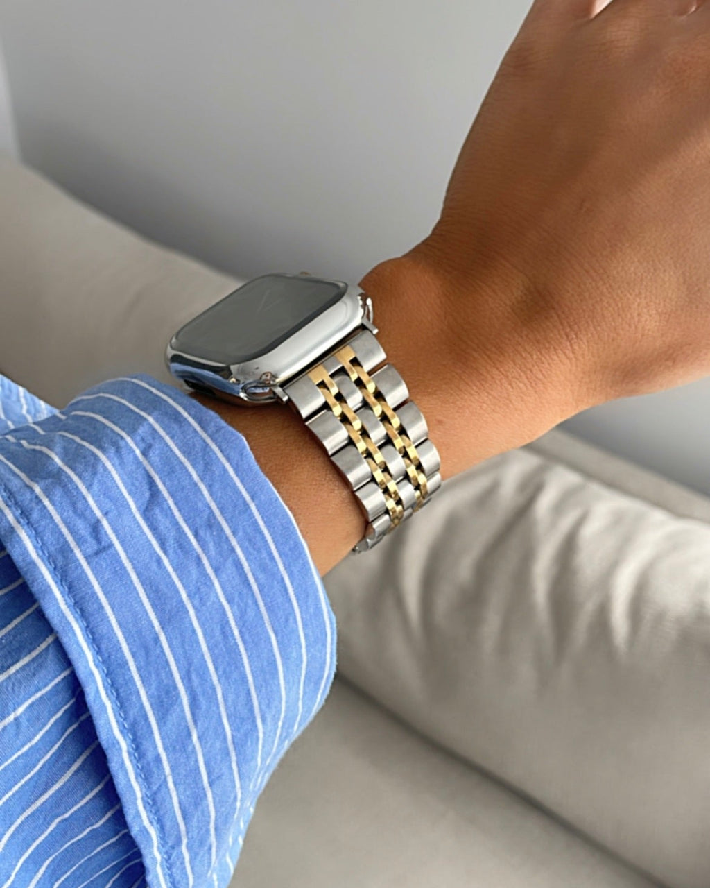 Premium Edelstahl Apple Watch Armband – Luxuriöses Metallarmband in Gold & Silber