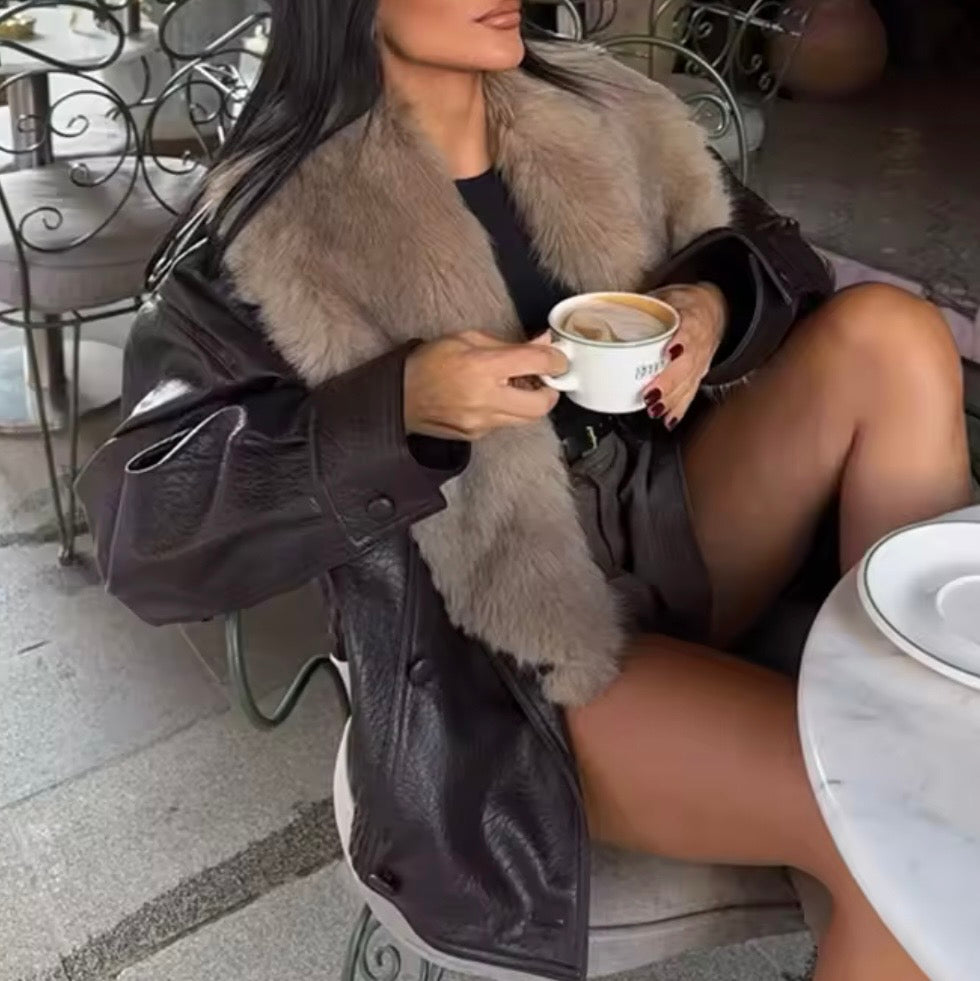 Chelsea Oversized Vegan Leather Jacket