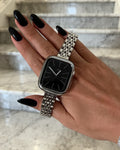 Kylie Slim Stackable Silver & Gold Apple Watch Band – Stainless Steel Bracelet Strap