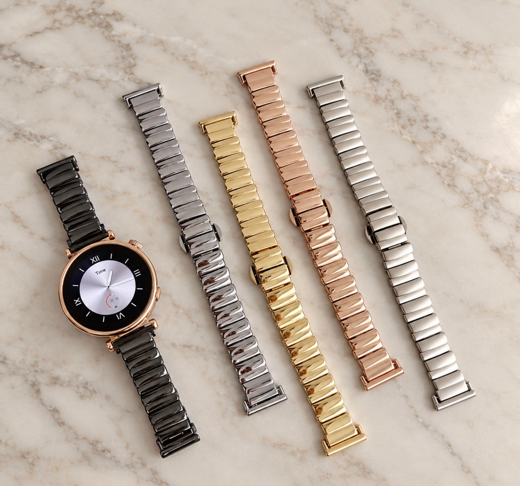 Slim and Narrow Minimalist Metal Watch Band 14mm 18mm 20mm 22mm for Samsung Galaxy, Garmin and Huawei Watch
