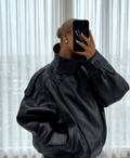 Monaco Oversized Brown Pu Leather Jacket