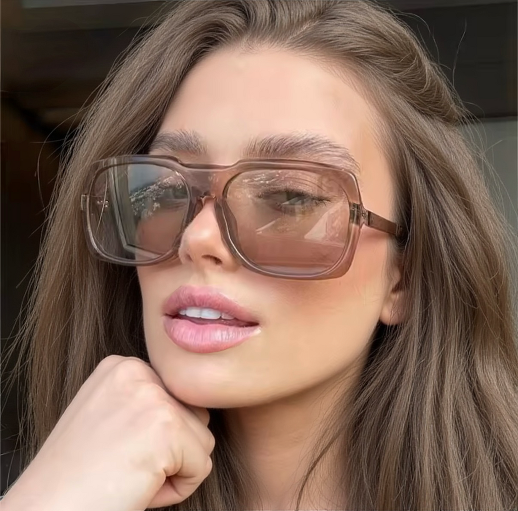 SO&EI Quadratische Retro Damen Sonnenbrille Klarglas Ocean Gradient UV400 Herren Fashion Trend Leopard Champagner Sonnenbrille