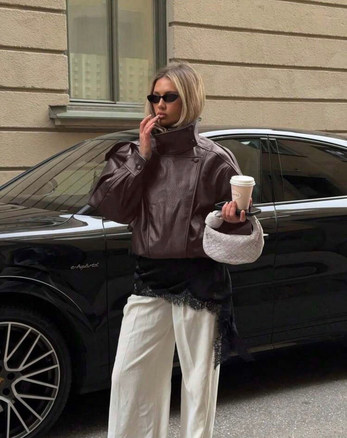 Monaco Oversized Brown Pu Leather Jacket