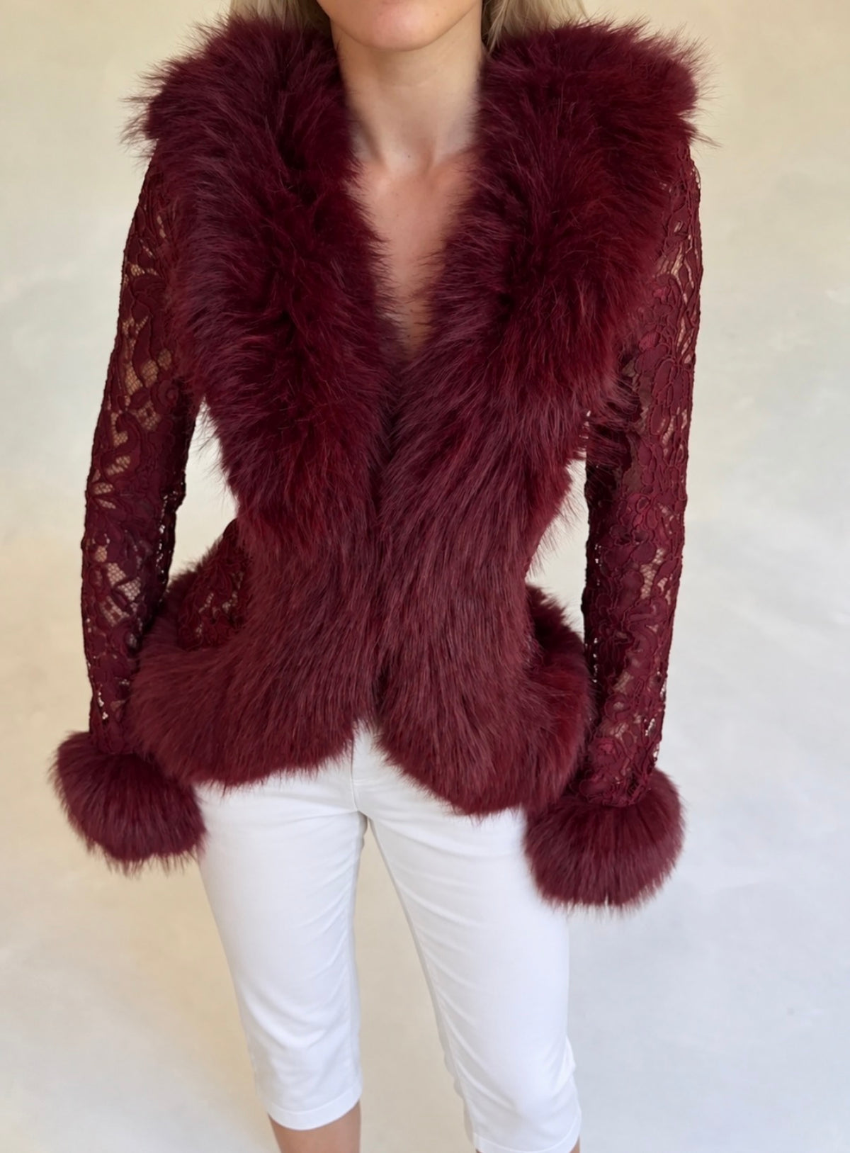Fur Trim Lace Cardigan
