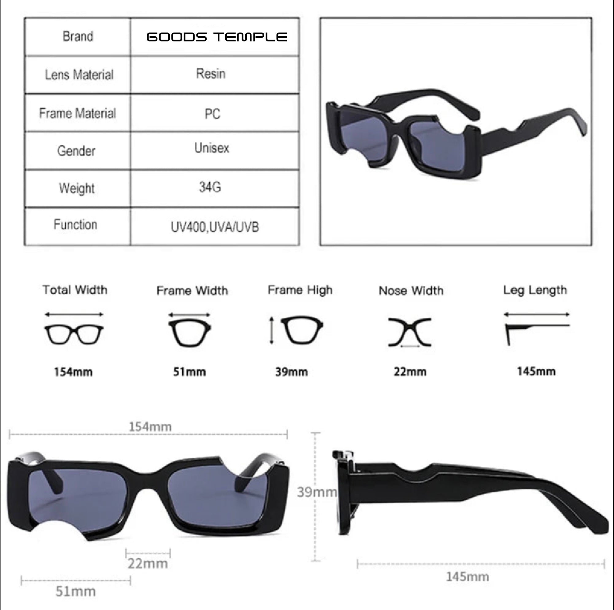 Swiss Narrow & Wide Sunglasses - Lots of colours to choose from!