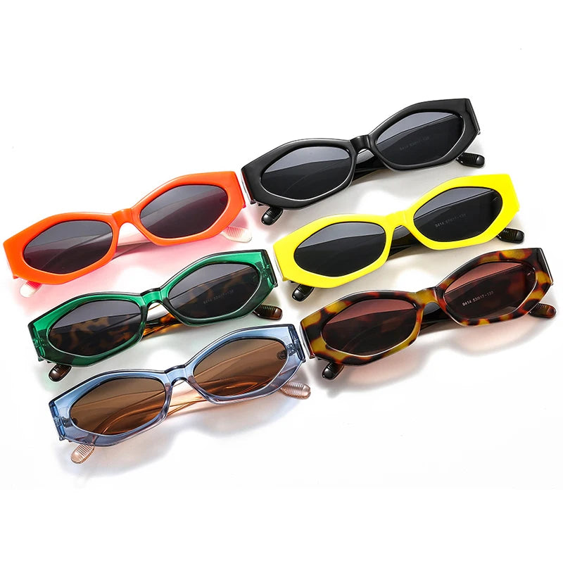 SO&EI Ins Beliebte Mode Polygon Katzenaugen-Sonnenbrille für Damen Retro Bunte Ovale Brillen UV400 Herren Trend Sonnenbrille