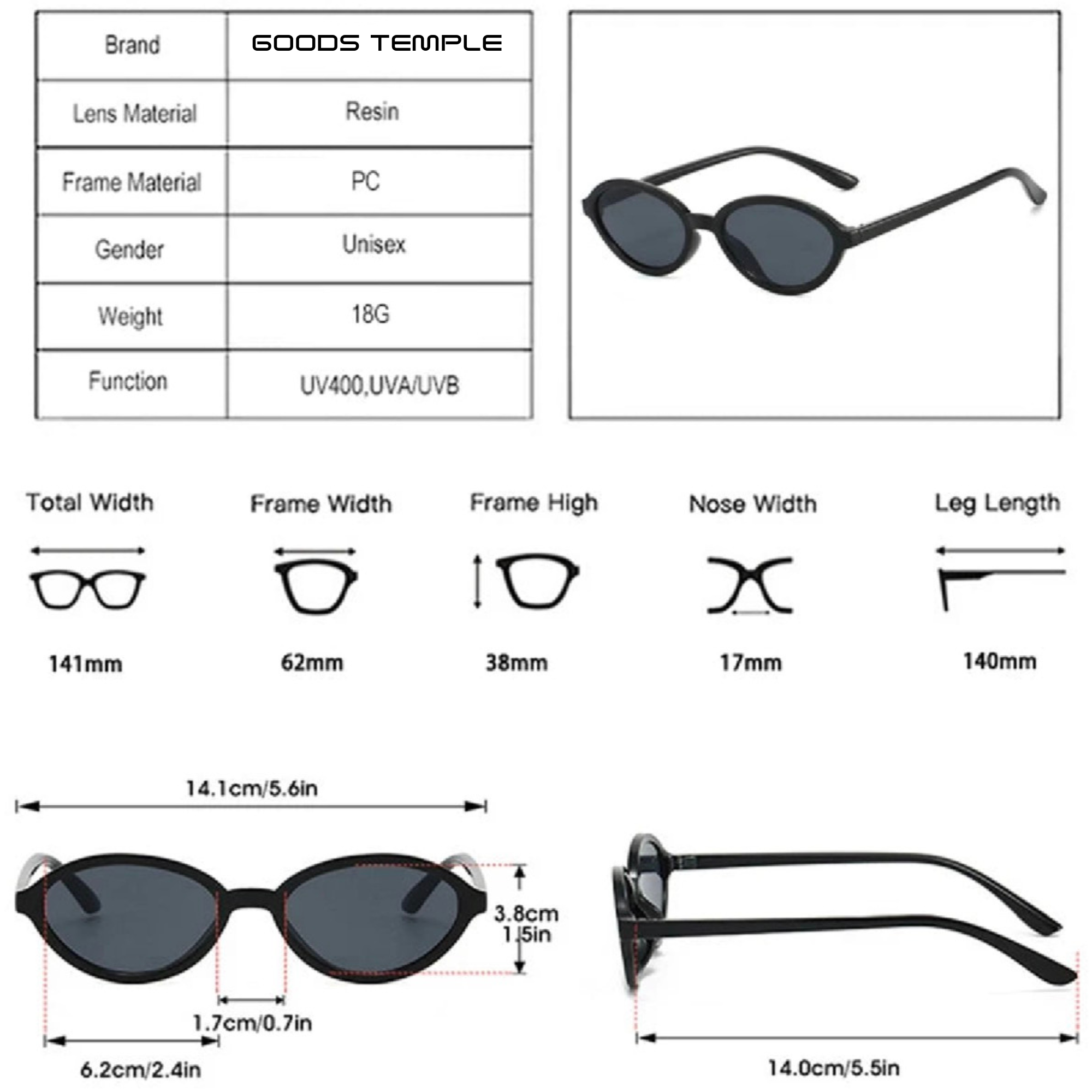 SO&EI Fashion Ovale Sonnenbrille Damen Retro Punk Verlaufende Gläser UV400