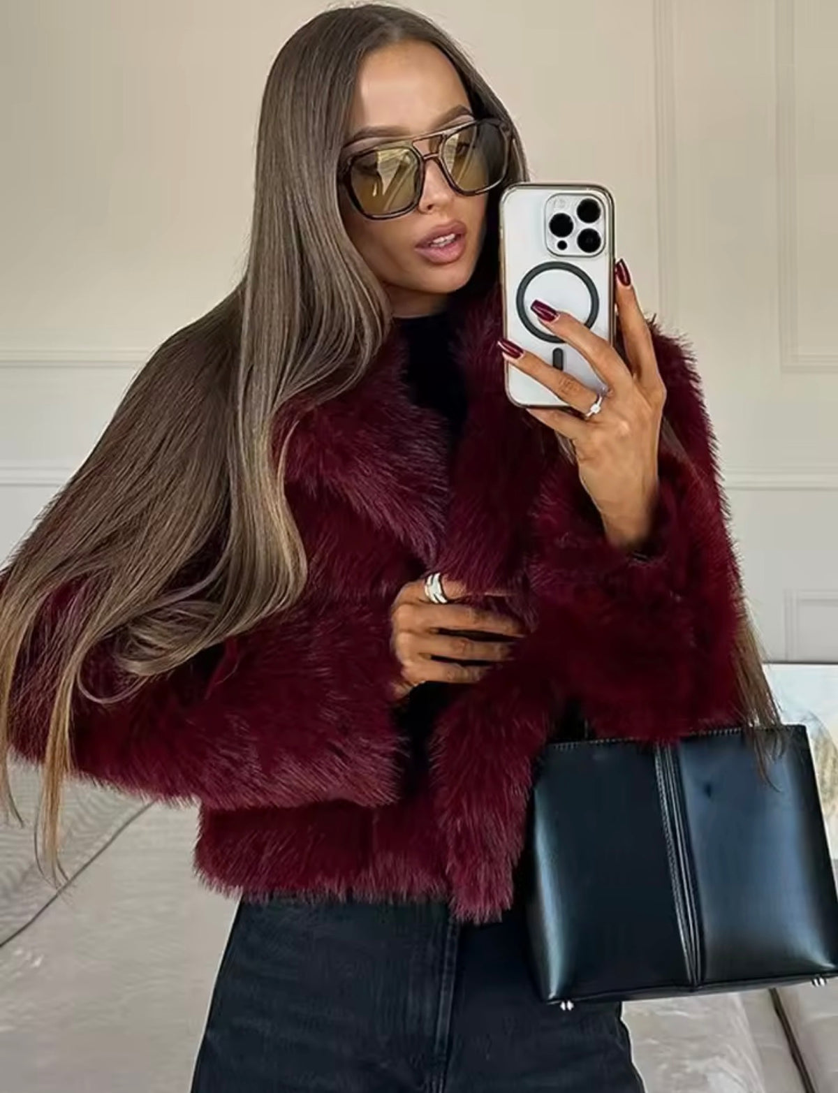 Women’s Faux Fur Coat with Collar