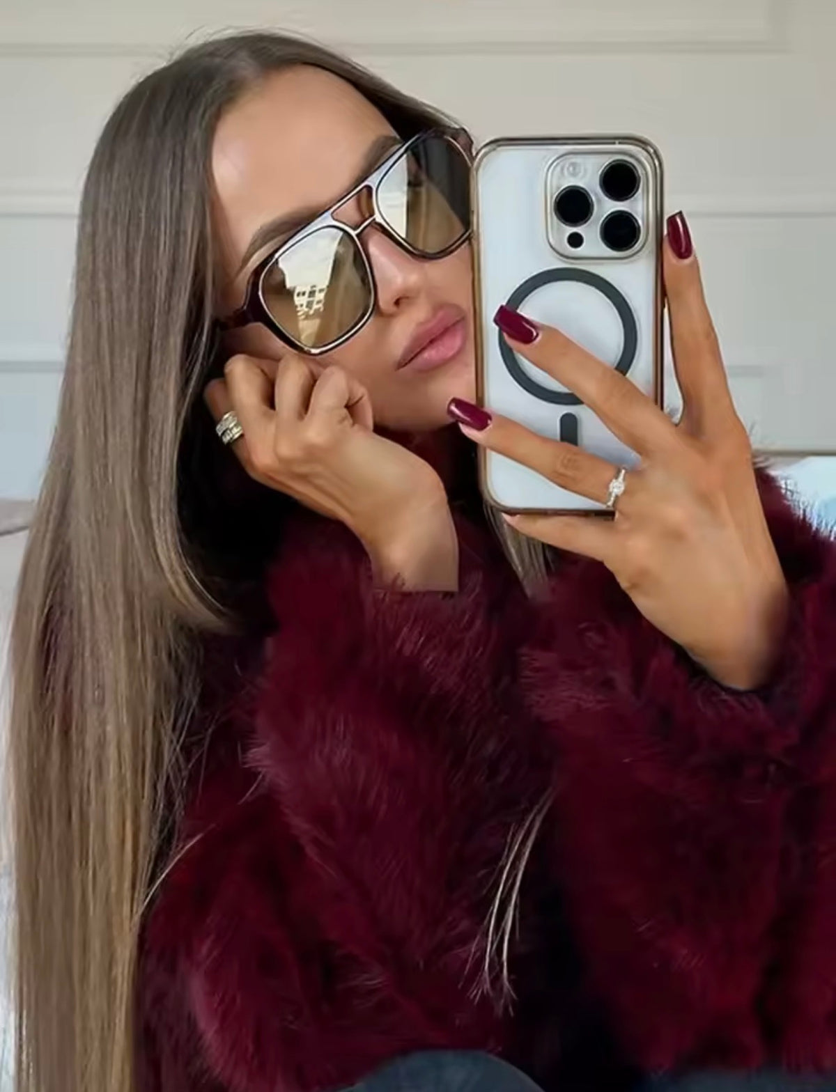 Women’s Faux Fur Coat with Collar