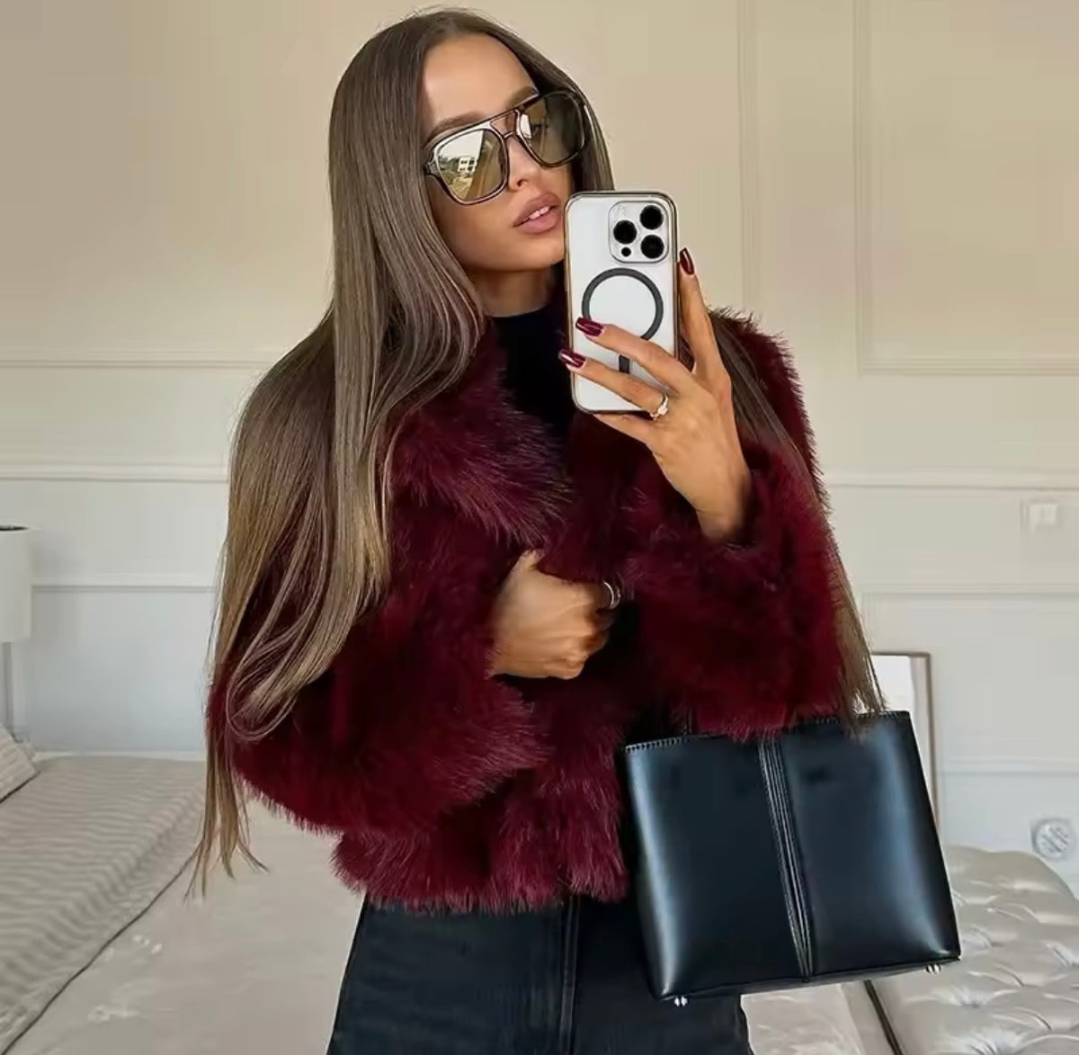 Women’s Faux Fur Coat with Collar