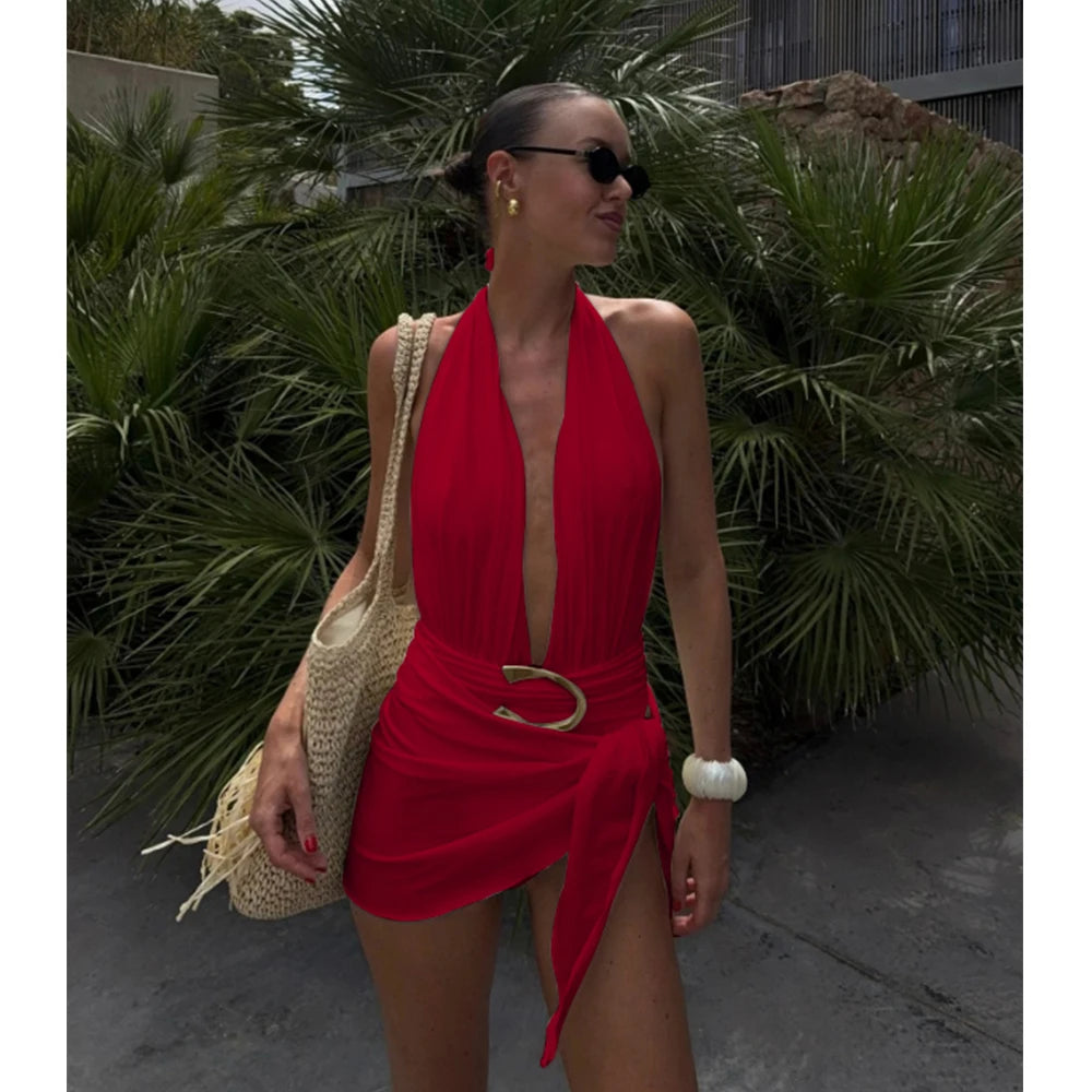 Monaco One-Piece Swimsuit & Wrap Skirt Set