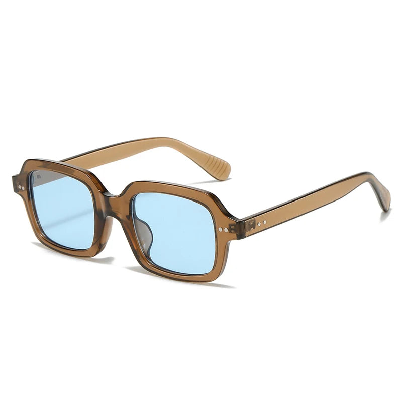 SO&EI Ins Beliebte Mode Gelee Farbe Quadrat Damen Sonnenbrille Vintage Punk Nieten Herren Shades UV400 Gelb Blau Sonnenbrillen