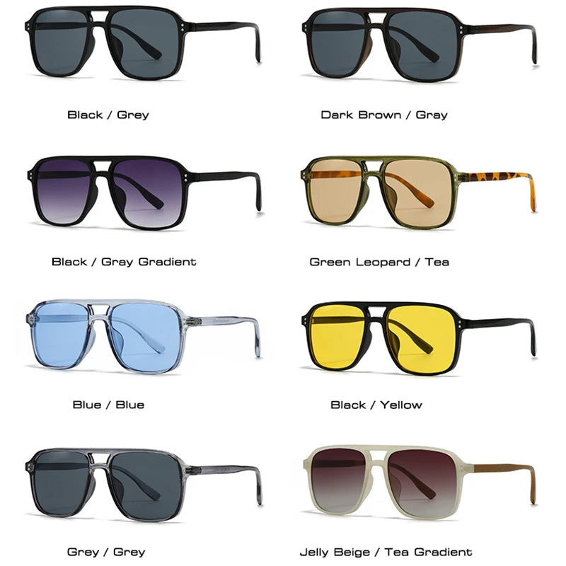 Johnny Oversized Aviator Sunglasses Vintage Square Frame UV400 Shades