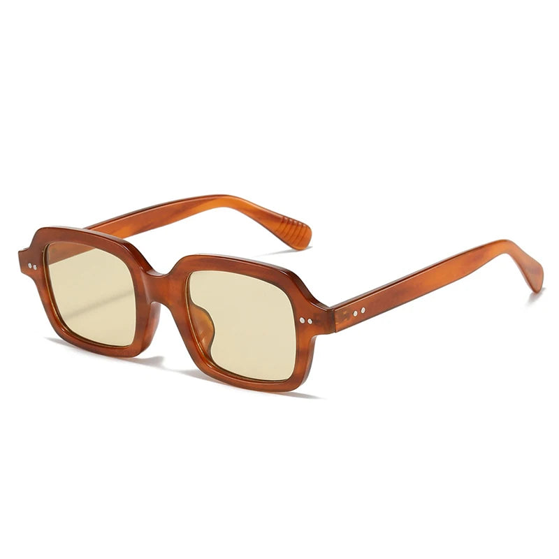 SO&EI Ins Beliebte Mode Gelee Farbe Quadrat Damen Sonnenbrille Vintage Punk Nieten Herren Shades UV400 Gelb Blau Sonnenbrillen