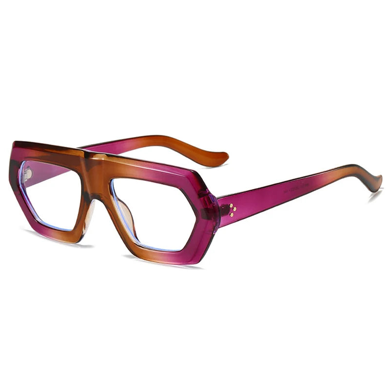 SO&EI Neue unregelmäßige quadratische Damenmode Gradient Sonnenbrillen Shades UV400 Retro Herren Klarglas Brillenrahmen