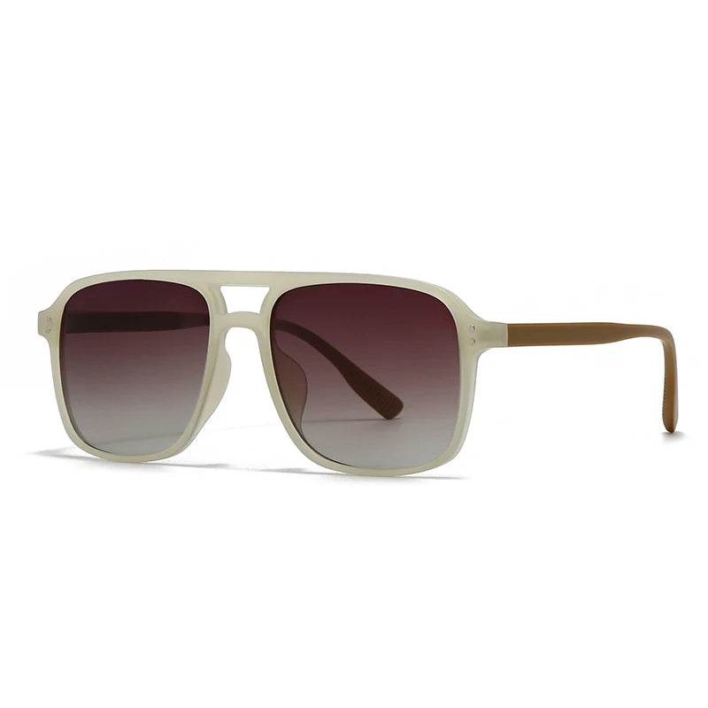 SO&EI Retro Double Bridges Quadratische Herren-Nieten-Sonnenbrille Fashion Damen Gelb-Blau UV400 Sonnenbrille