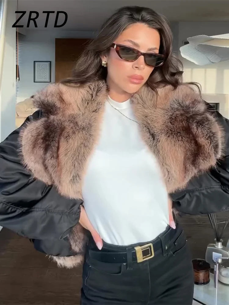 Arctic Luxe Faux Fur Collar Bomber Jacket