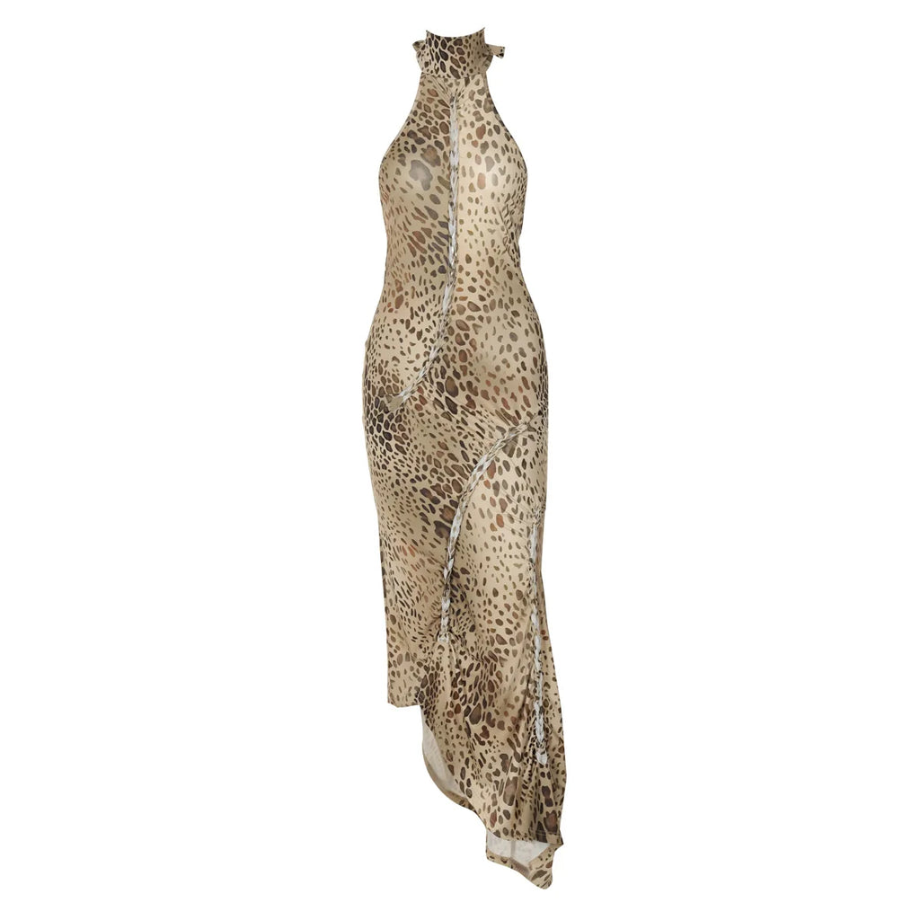 Sahara Leopard Backless Maxi Dress