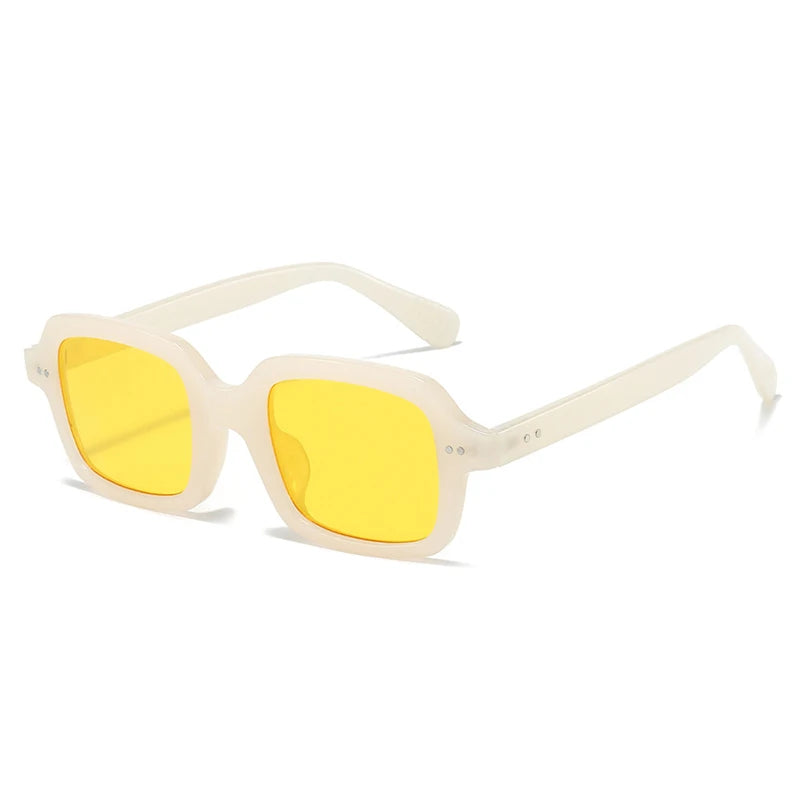 SO&EI Ins Beliebte Mode Gelee Farbe Quadrat Damen Sonnenbrille Vintage Punk Nieten Herren Shades UV400 Gelb Blau Sonnenbrillen
