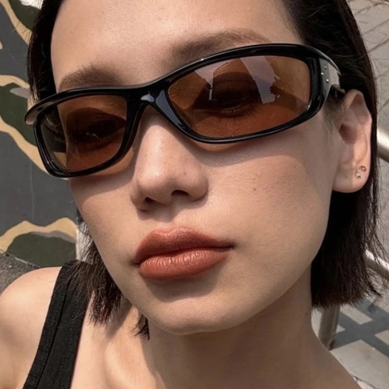 SO&EI Retro Y2K Candy Color Cat Eye Sonnenbrillen Damen Fashion Nieten Outdoor Sport Punk Herren Trend Sonnenbrillen