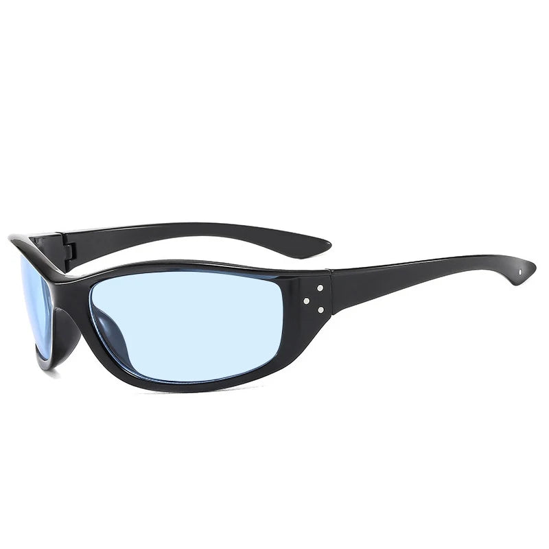 Noir Y2K Cat Eye Sunglasses | Wrap Around Narrow Frame Fashion Shades