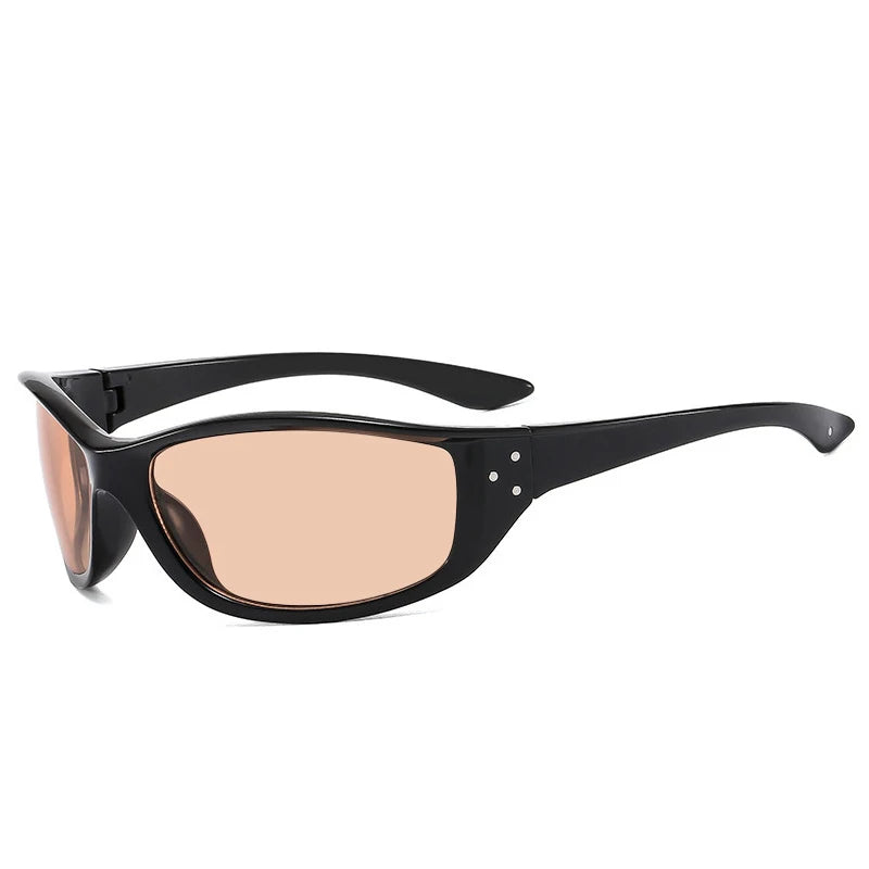 Noir Y2K Cat Eye Sunglasses | Wrap Around Narrow Frame Fashion Shades
