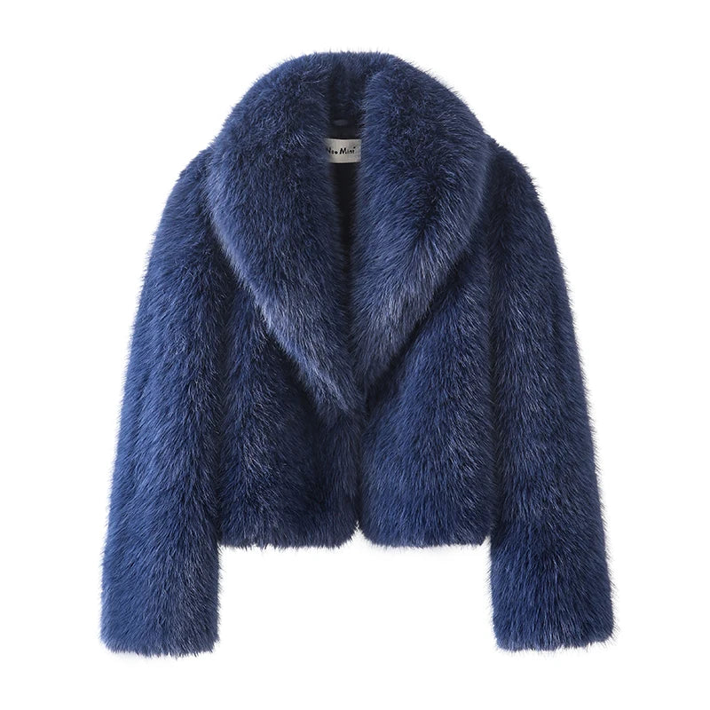 Women’s Faux Fur Coat with Collar