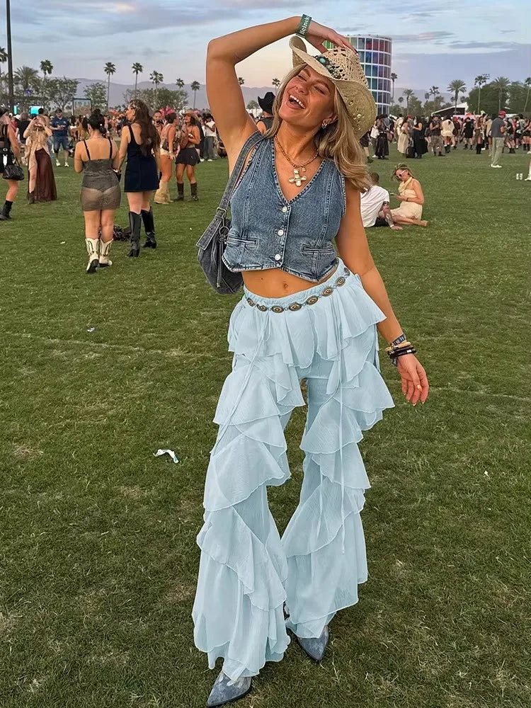 Santorini Ruffle Flare Pants