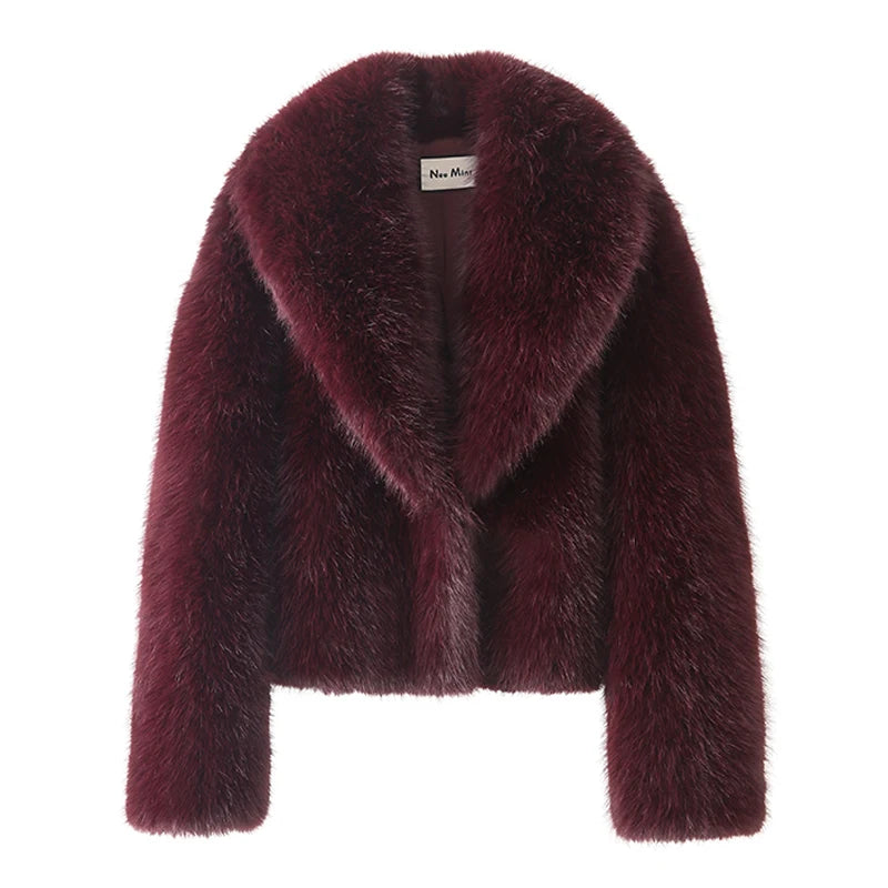 Women’s Faux Fur Coat with Collar