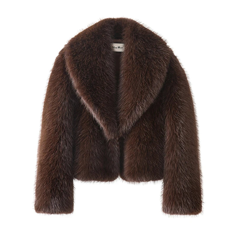 Women’s Faux Fur Coat with Collar