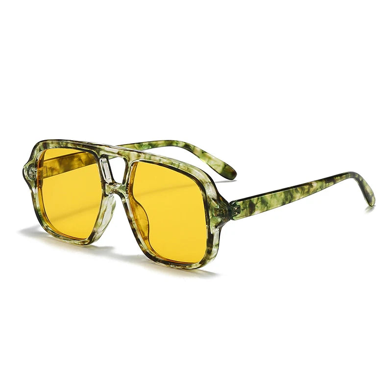 Miami Aviator Sunglasses – Green Marble Frame & Amber Tinted Lenses
