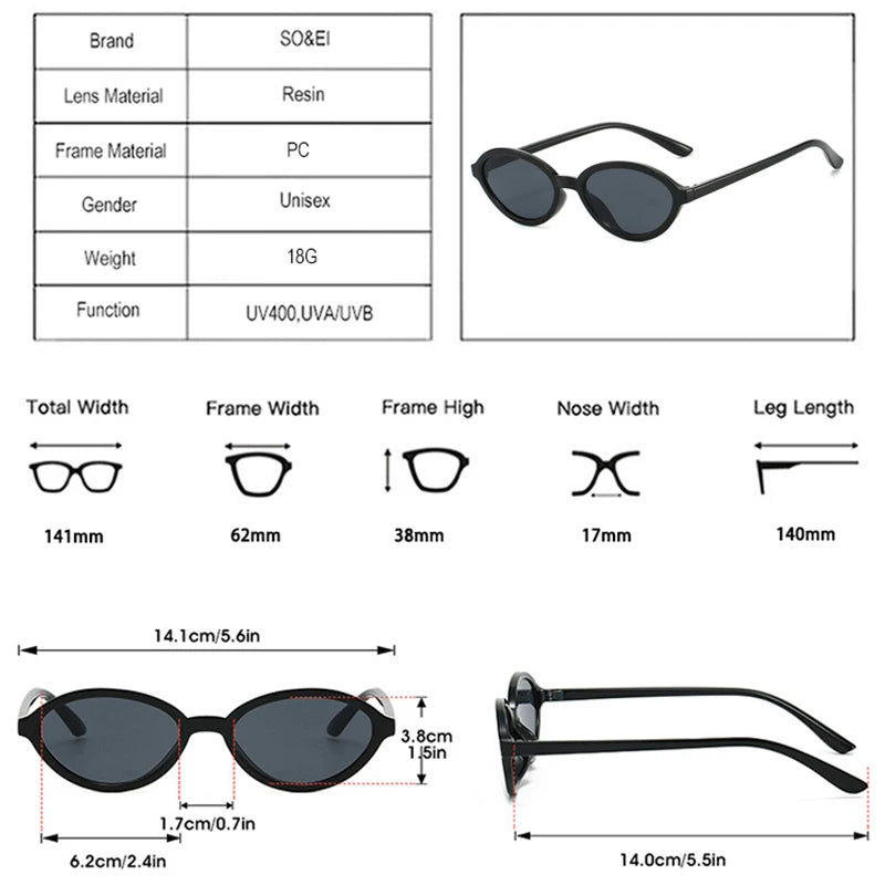 SO&EI Fashion Ovale Sonnenbrille Damen Retro Punk Verlaufende Gläser UV400